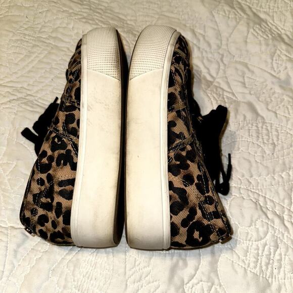 Steve Madden Platform Sneakers 7 M Cheetah Print Canvas Chunky Y2K Lace Up Shoes - Picture 8 of 9